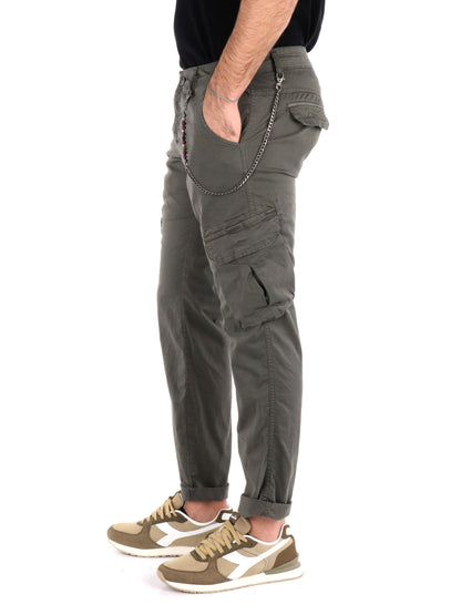 Pantaloni cargo Tornado Catena in lycra verde militare da uomo