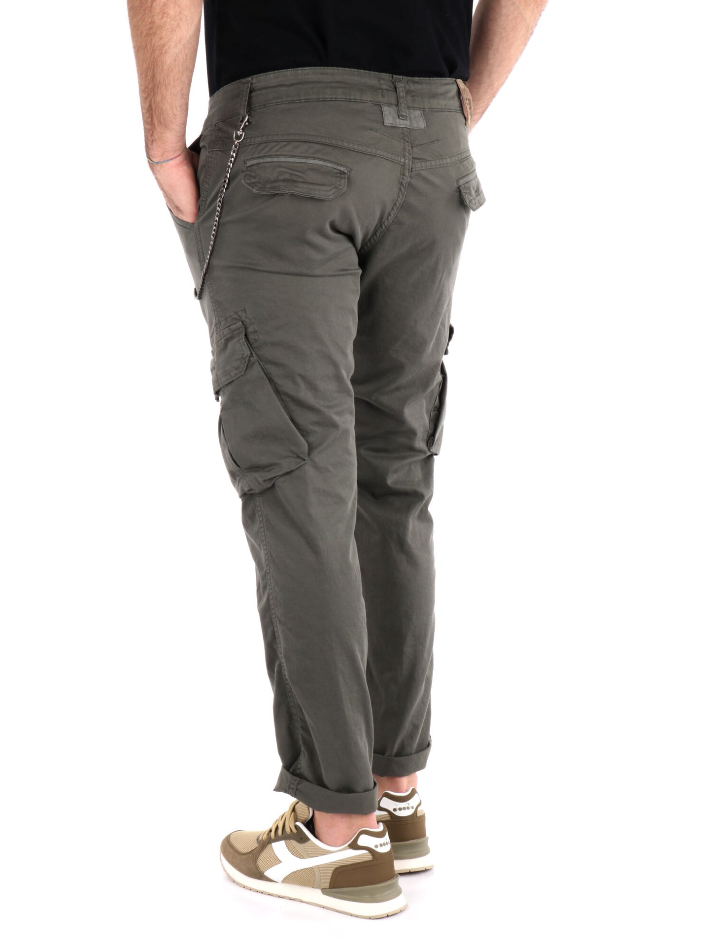 Pantaloni cargo Tornado Catena in lycra verde militare da uomo