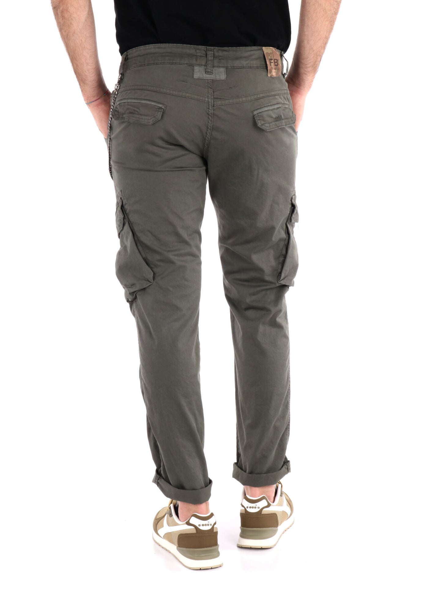 Pantaloni cargo Tornado Catena in lycra verde militare da uomo
