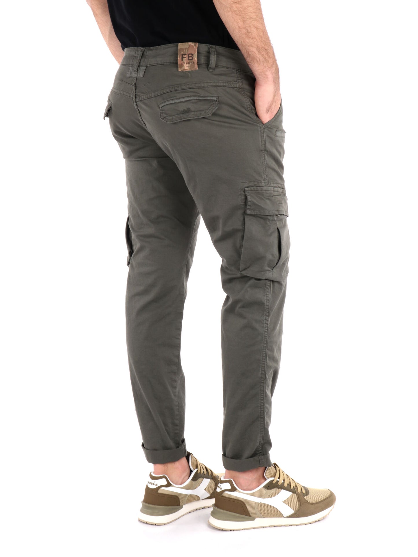 Pantaloni cargo Tornado Catena in lycra verde militare da uomo