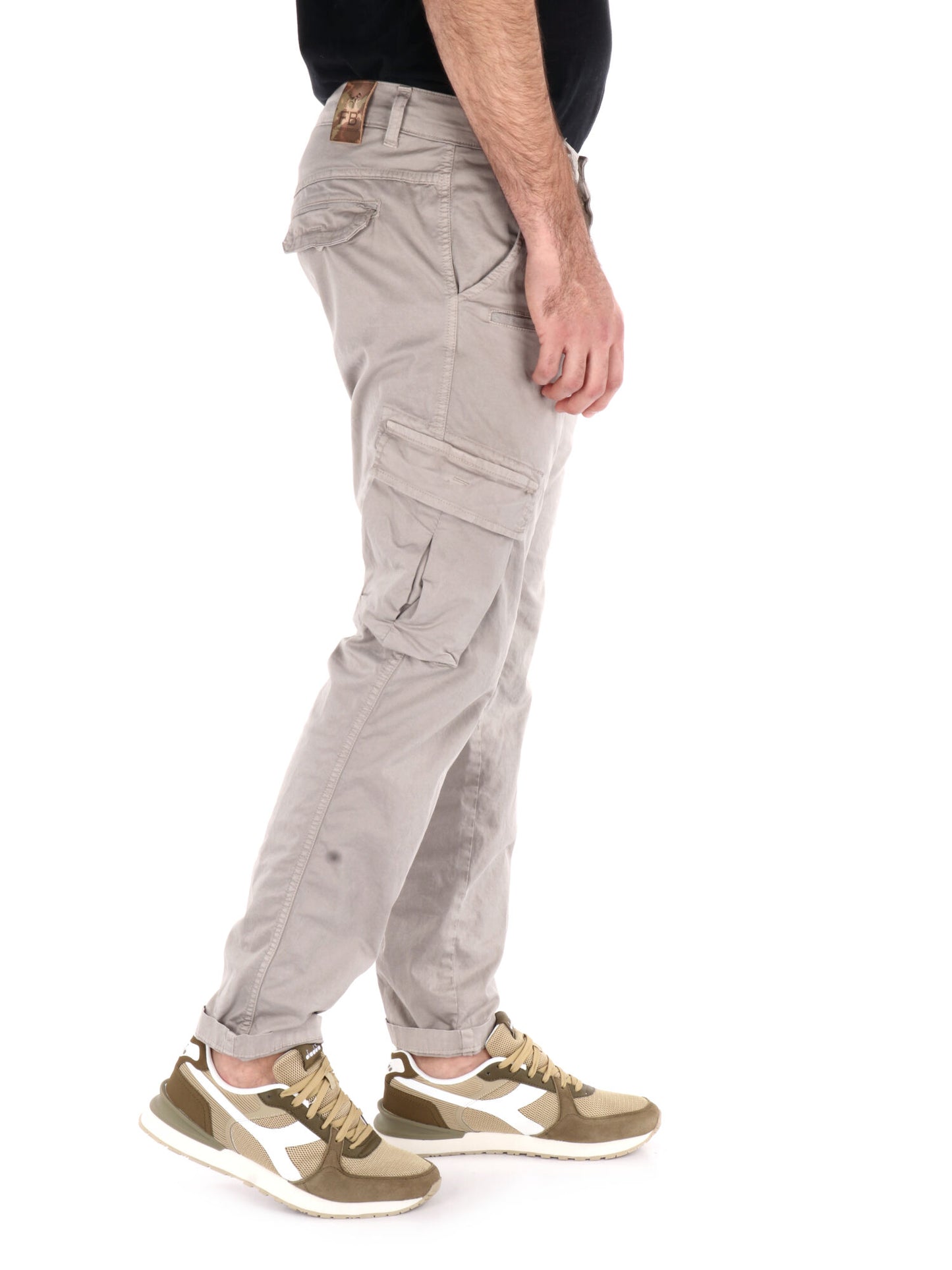 Pantaloni cargo Tornado Catena Spago da uomo beige in lycra