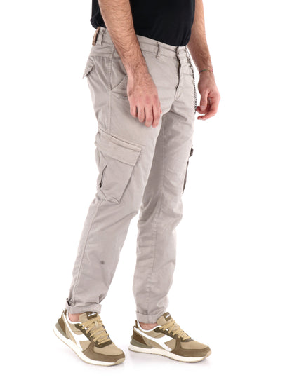 Pantaloni cargo Tornado Catena Spago da uomo beige in lycra