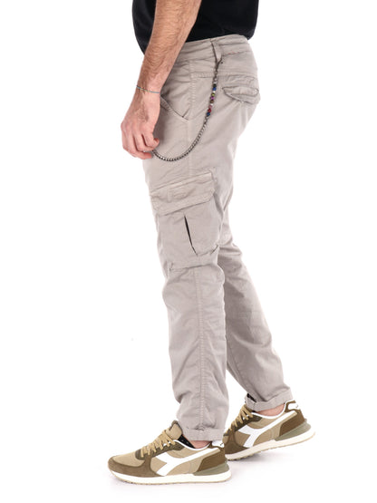 Pantaloni cargo Tornado Catena Spago da uomo beige in lycra