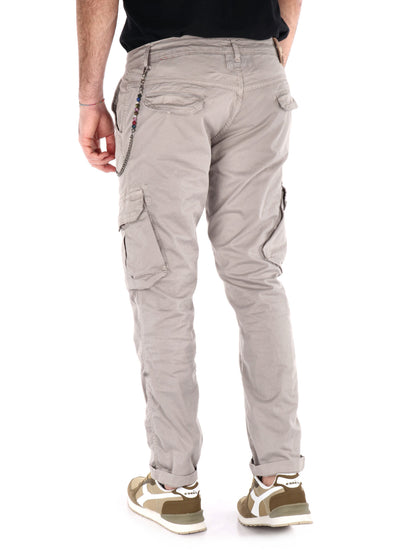 Pantaloni cargo Tornado Catena Spago da uomo beige in lycra