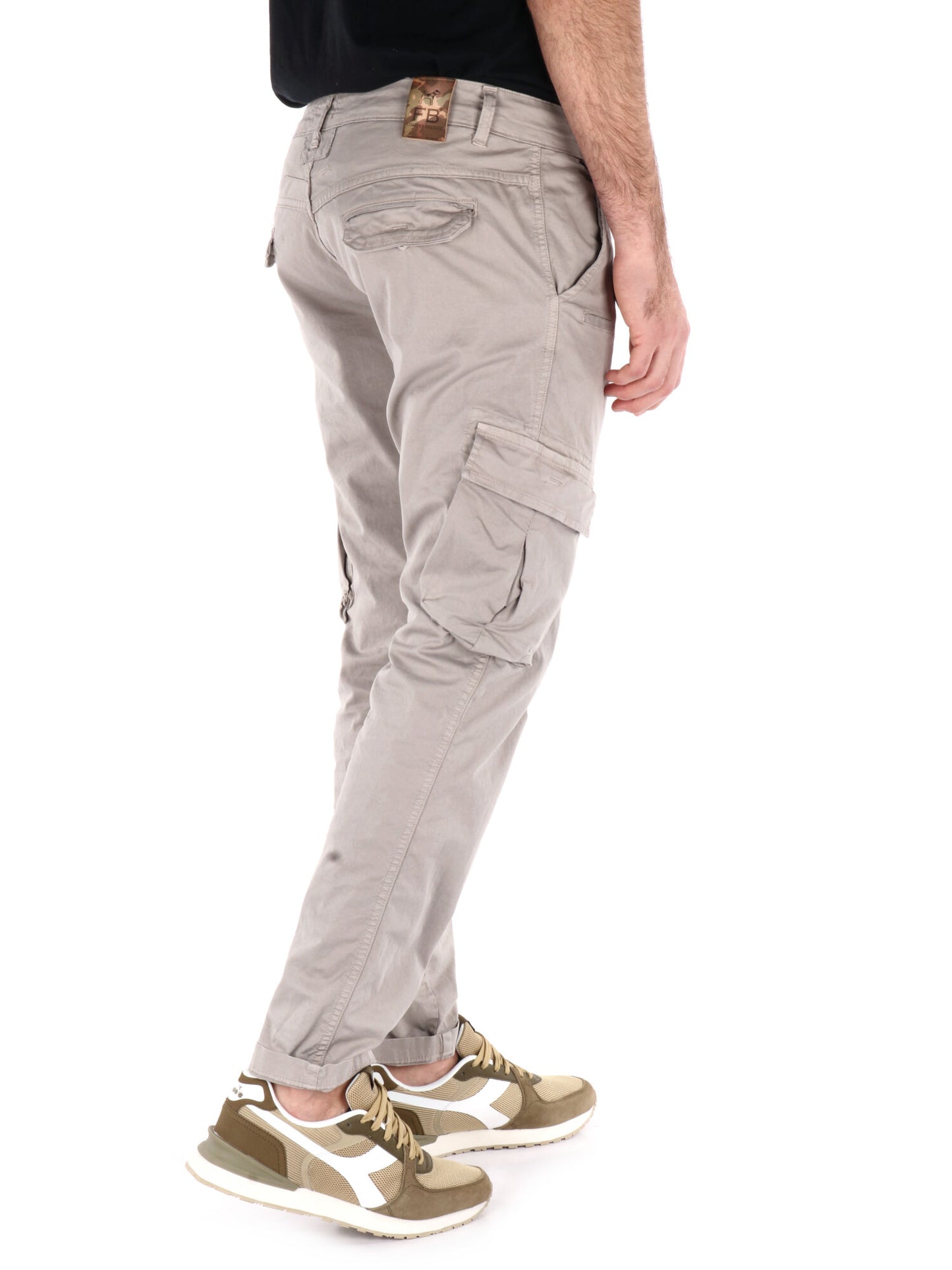 Pantaloni cargo Tornado Catena Spago da uomo beige in lycra