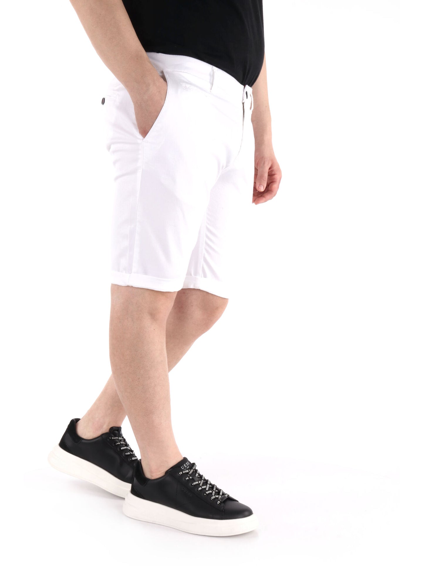 Bermuda Vanni slim da uomo in lycra bianca, stile casual