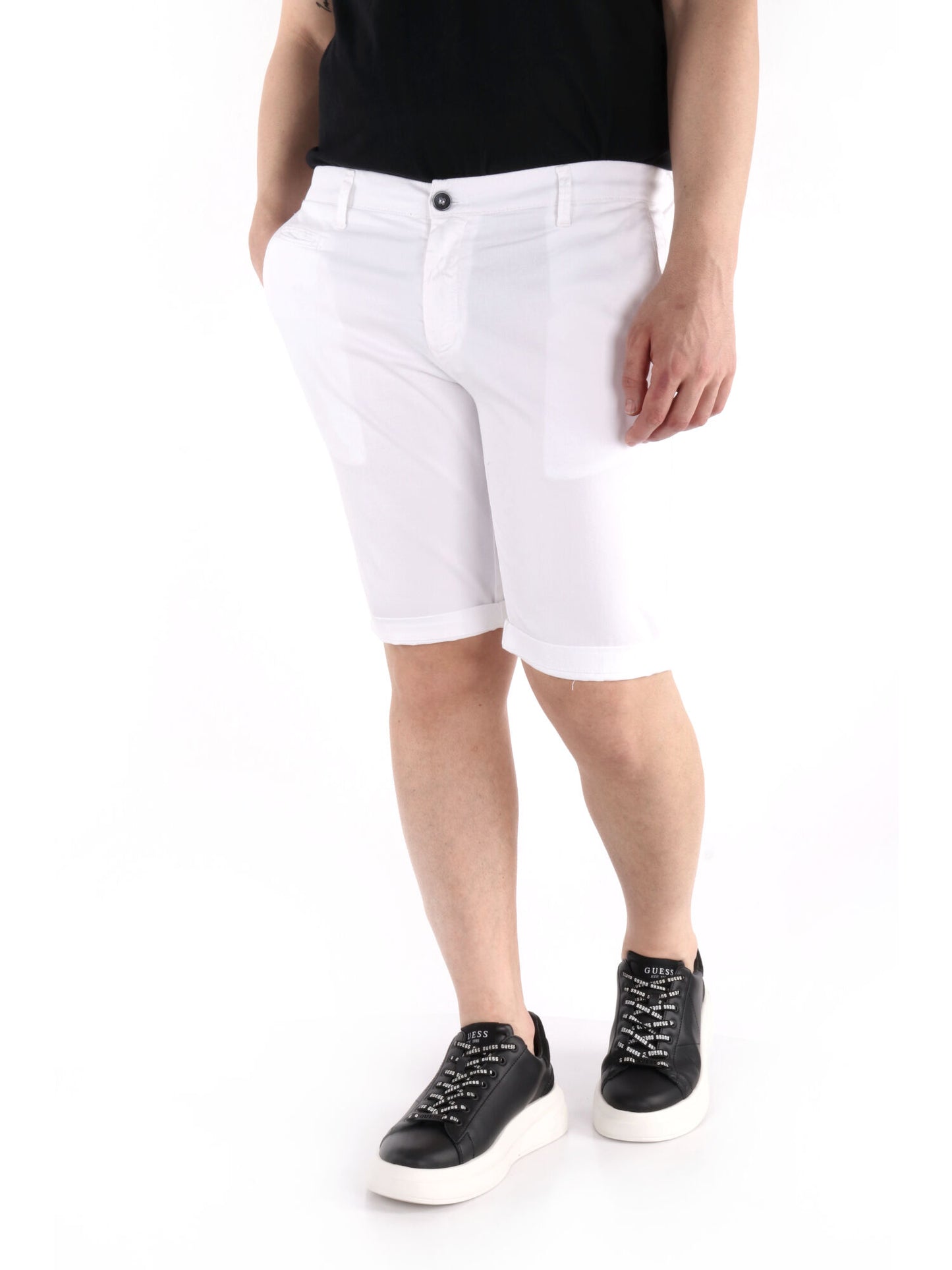 Bermuda Vanni slim da uomo in lycra bianca, stile casual