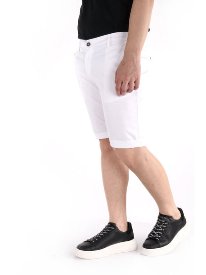 Bermuda Vanni slim da uomo in lycra bianca, stile casual