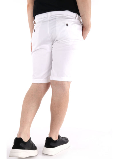 Bermuda Vanni slim da uomo in lycra bianca, stile casual