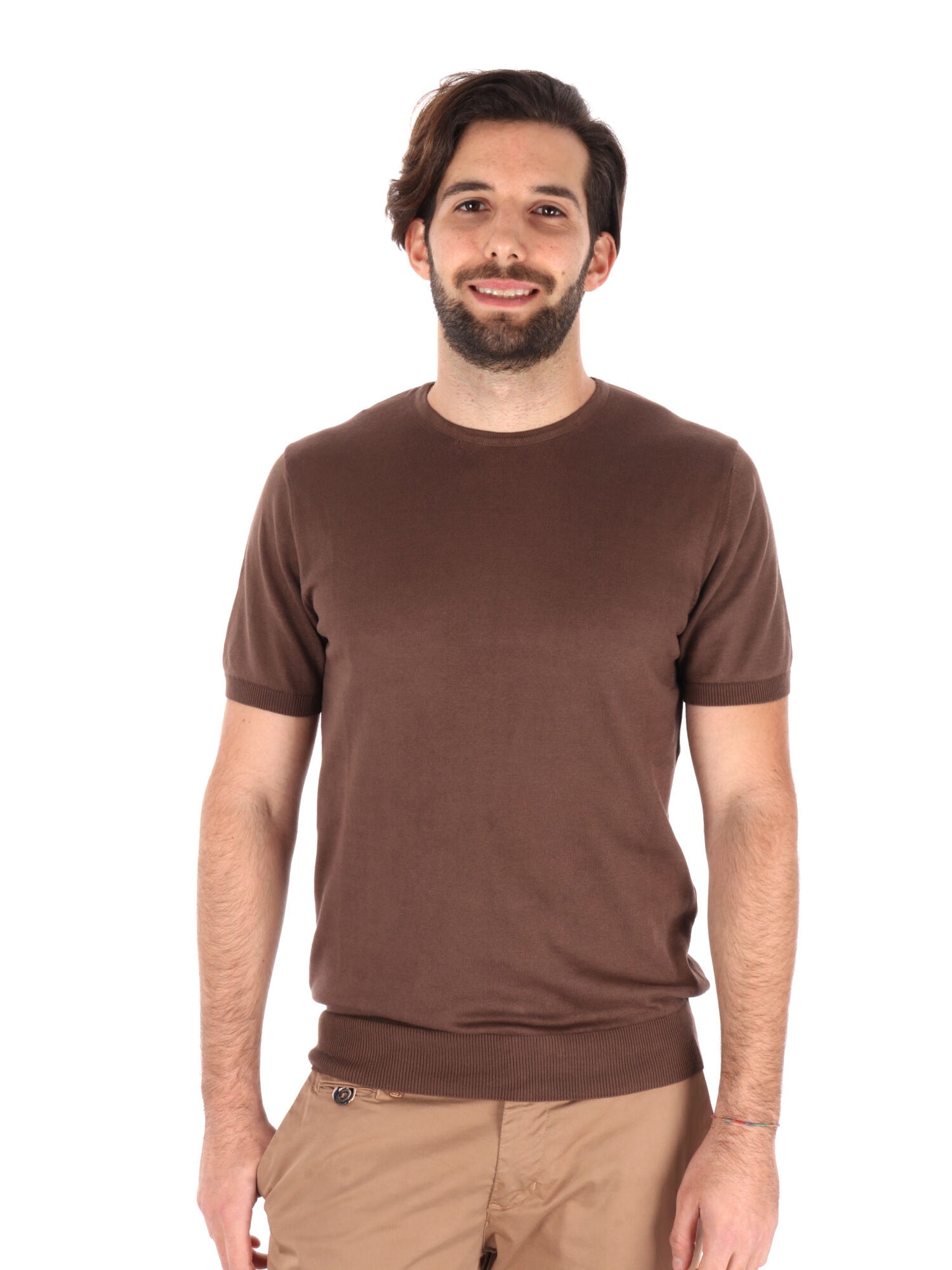 T-SHIRT IN MAGLIA VITTI FB UOMO TABACCO