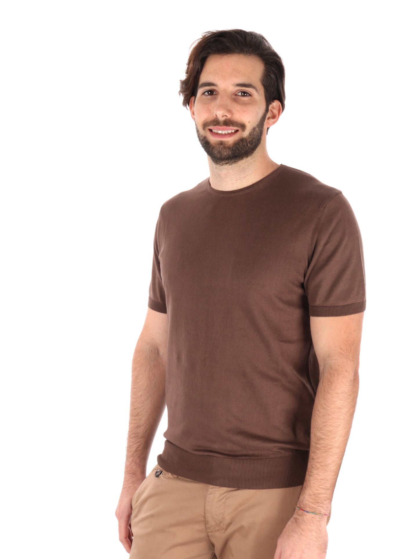 T-SHIRT IN MAGLIA VITTI FB UOMO TABACCO