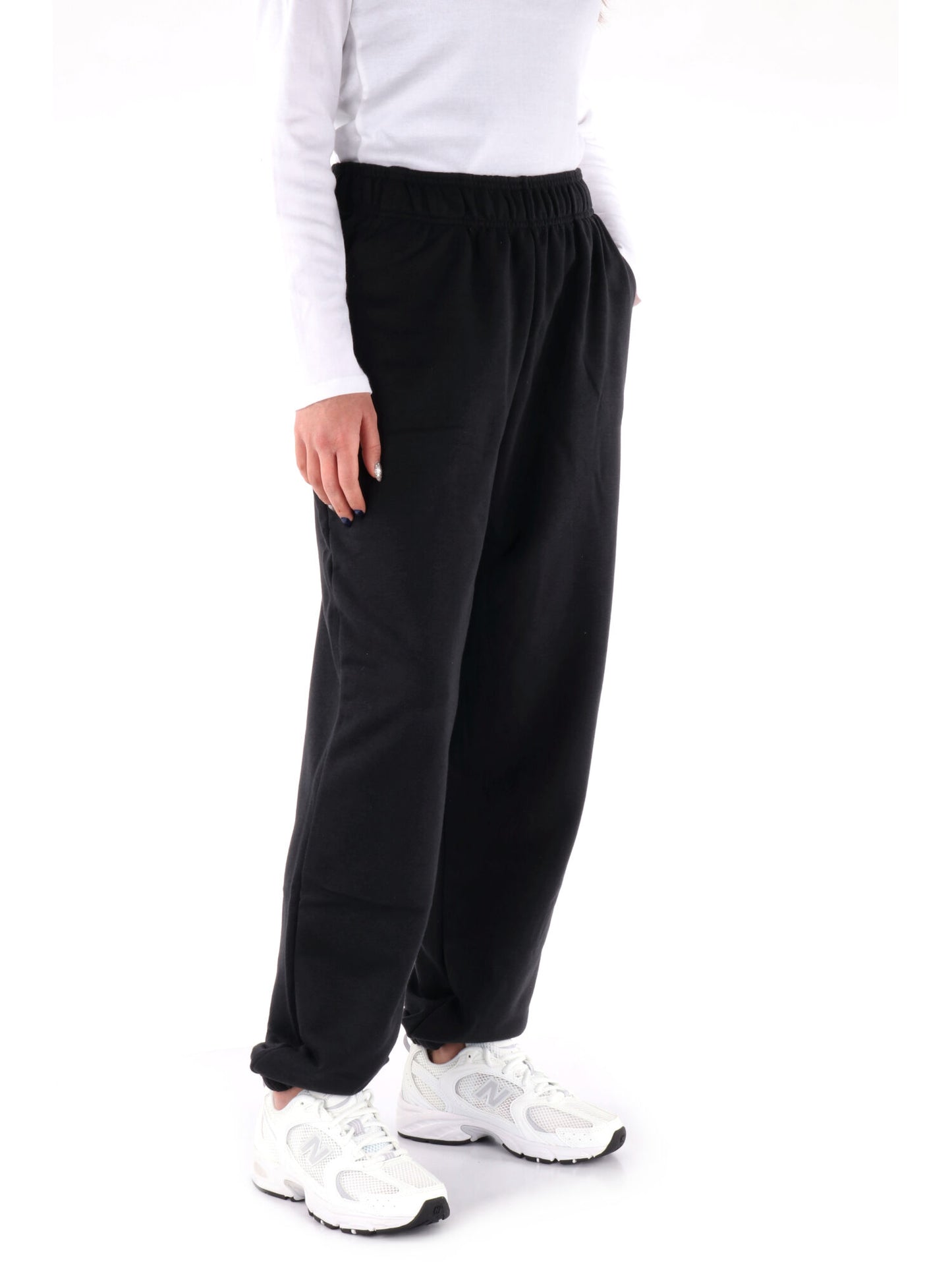Pantaloni tuta sportivi da donna New Balance neri in tessuto sintetico