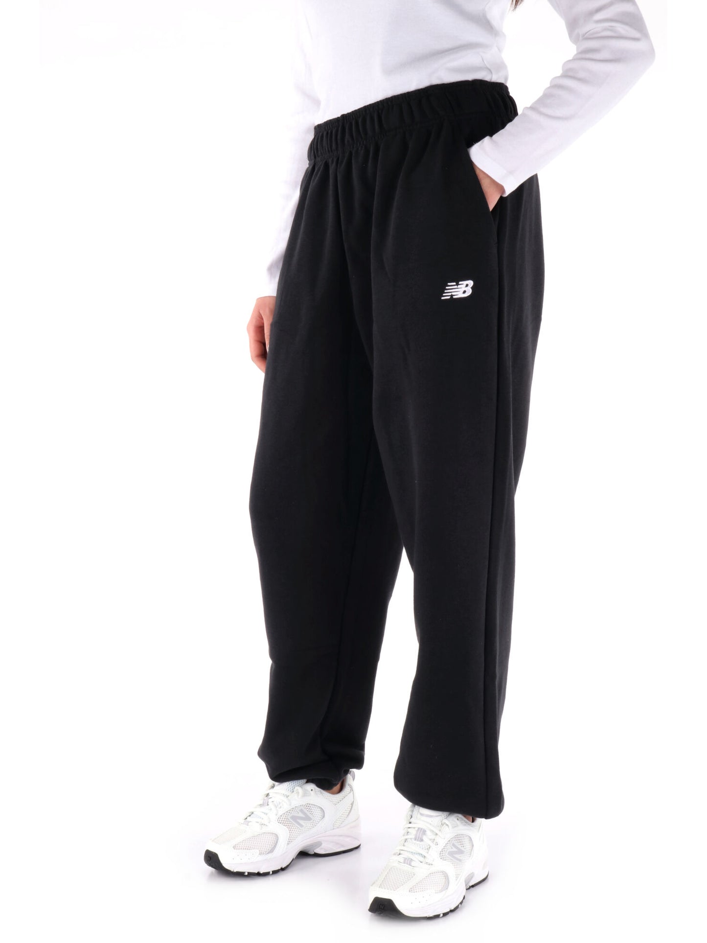 Pantaloni tuta sportivi da donna New Balance neri in tessuto sintetico