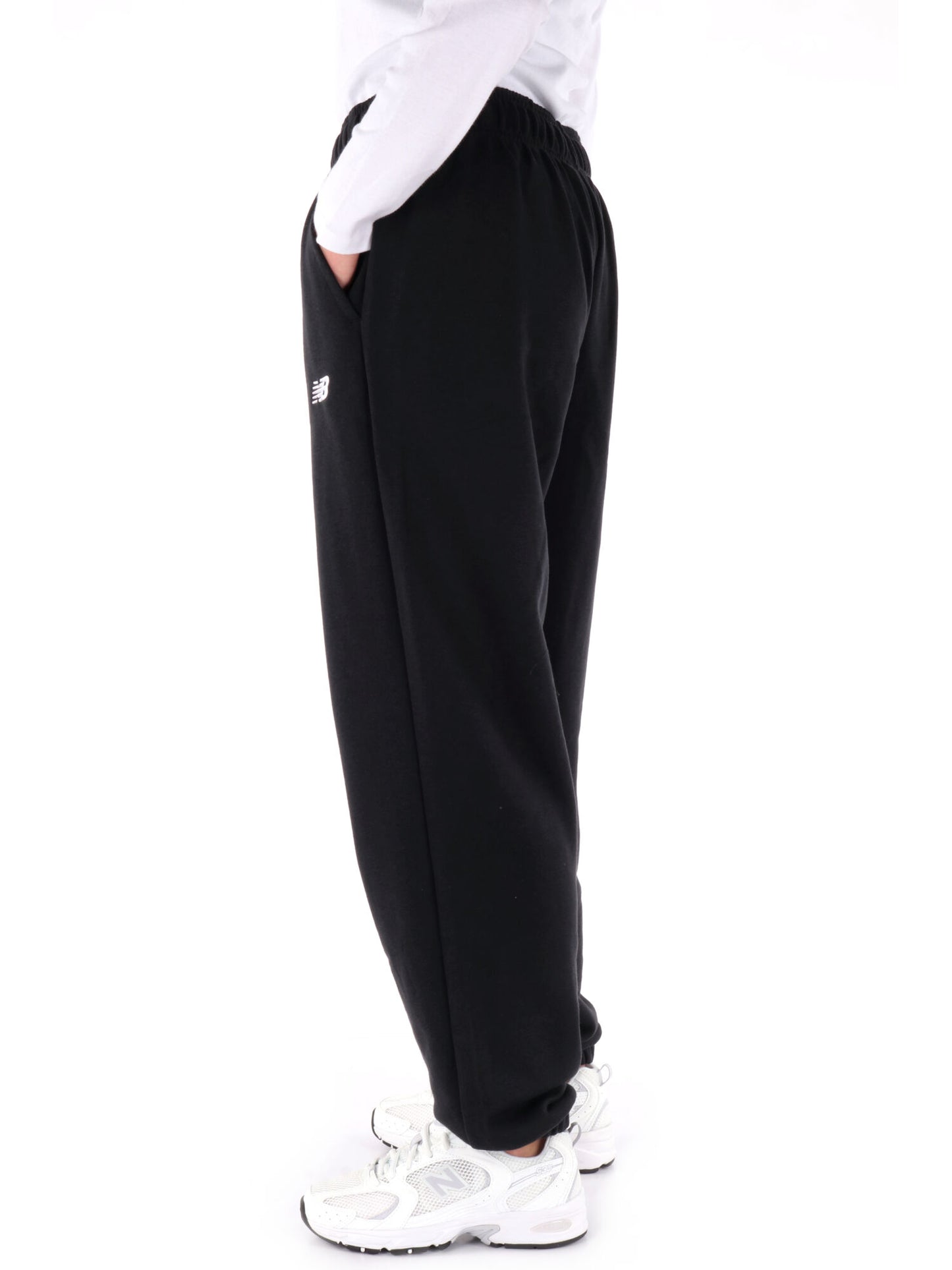 Pantaloni tuta sportivi da donna New Balance neri in tessuto sintetico