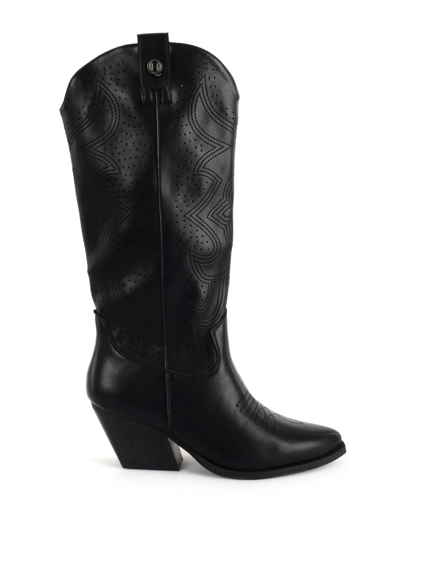 Stivaletti texani da donna Queen Helena neri con tacco western