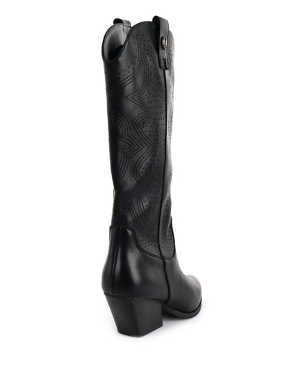Stivaletti texani da donna Queen Helena neri con tacco western