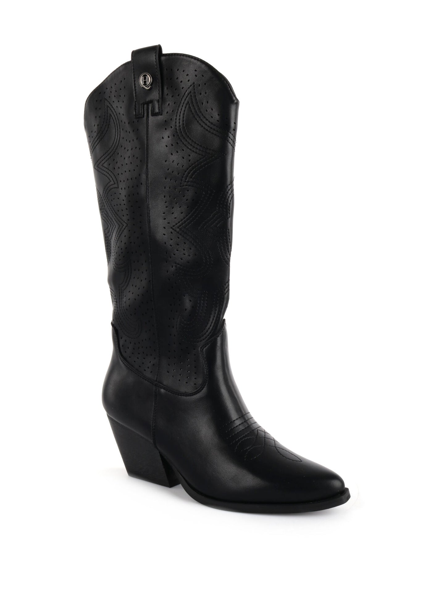 Stivaletti texani da donna Queen Helena neri con tacco western