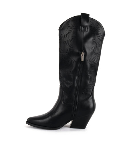 Stivaletti texani da donna Queen Helena neri con tacco western