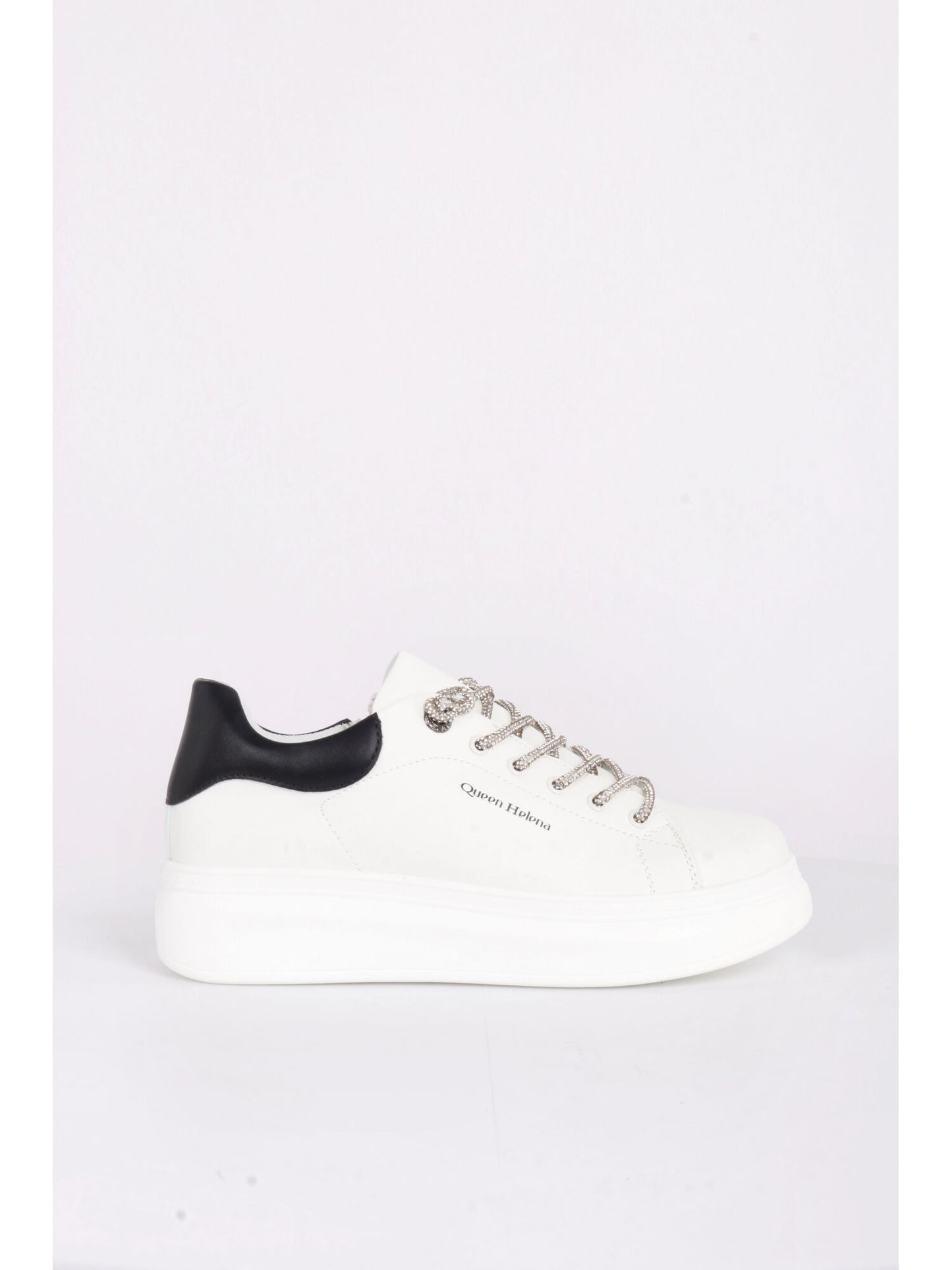 SNEAKERS CON PLATFORM E ZIP QUEEN HELENA DONNA BIANCO-NERO