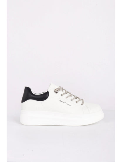 SNEAKERS CON PLATFORM E ZIP QUEEN HELENA DONNA BIANCO-NERO