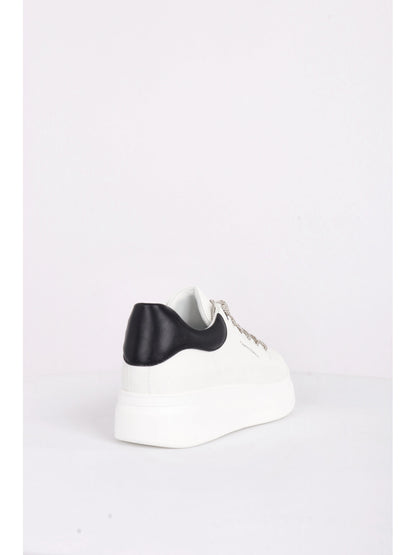 SNEAKERS CON PLATFORM E ZIP QUEEN HELENA DONNA BIANCO-NERO