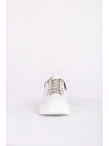 SNEAKERS CON PLATFORM E ZIP QUEEN HELENA DONNA BIANCO-NERO