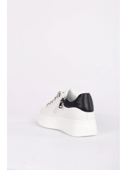 SNEAKERS CON PLATFORM E ZIP QUEEN HELENA DONNA BIANCO-NERO