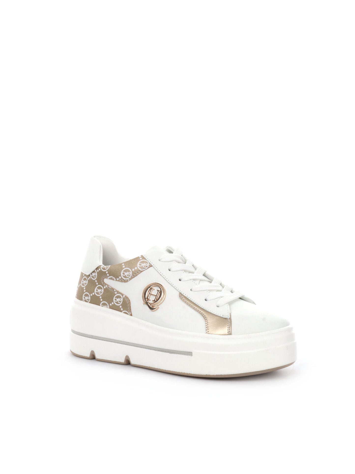 SNEAKERS CON PLATFORM QUEEN HELENA DONNA BIANCO ORO