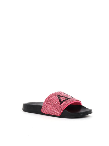 CIABATTA SLIPPERS STRASS  SUN68 DONNA NERO FUXIA