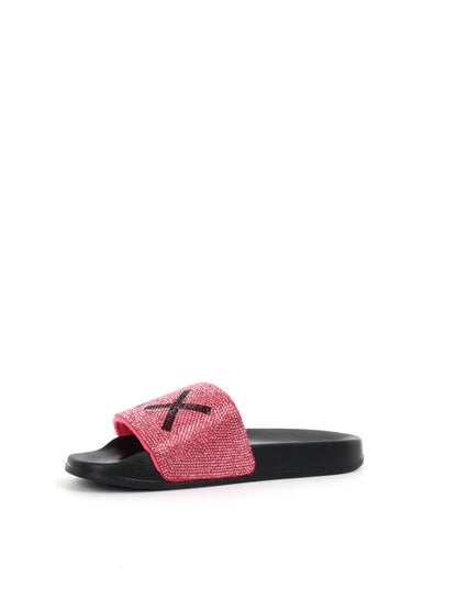 CIABATTA SLIPPERS STRASS  SUN68 DONNA NERO FUXIA