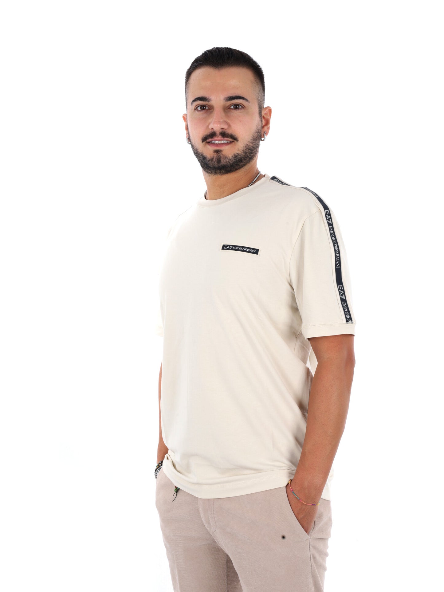 Ea7 Emporio Armani Train Logo Serie, t-shirt maniche corte da uomo bianca