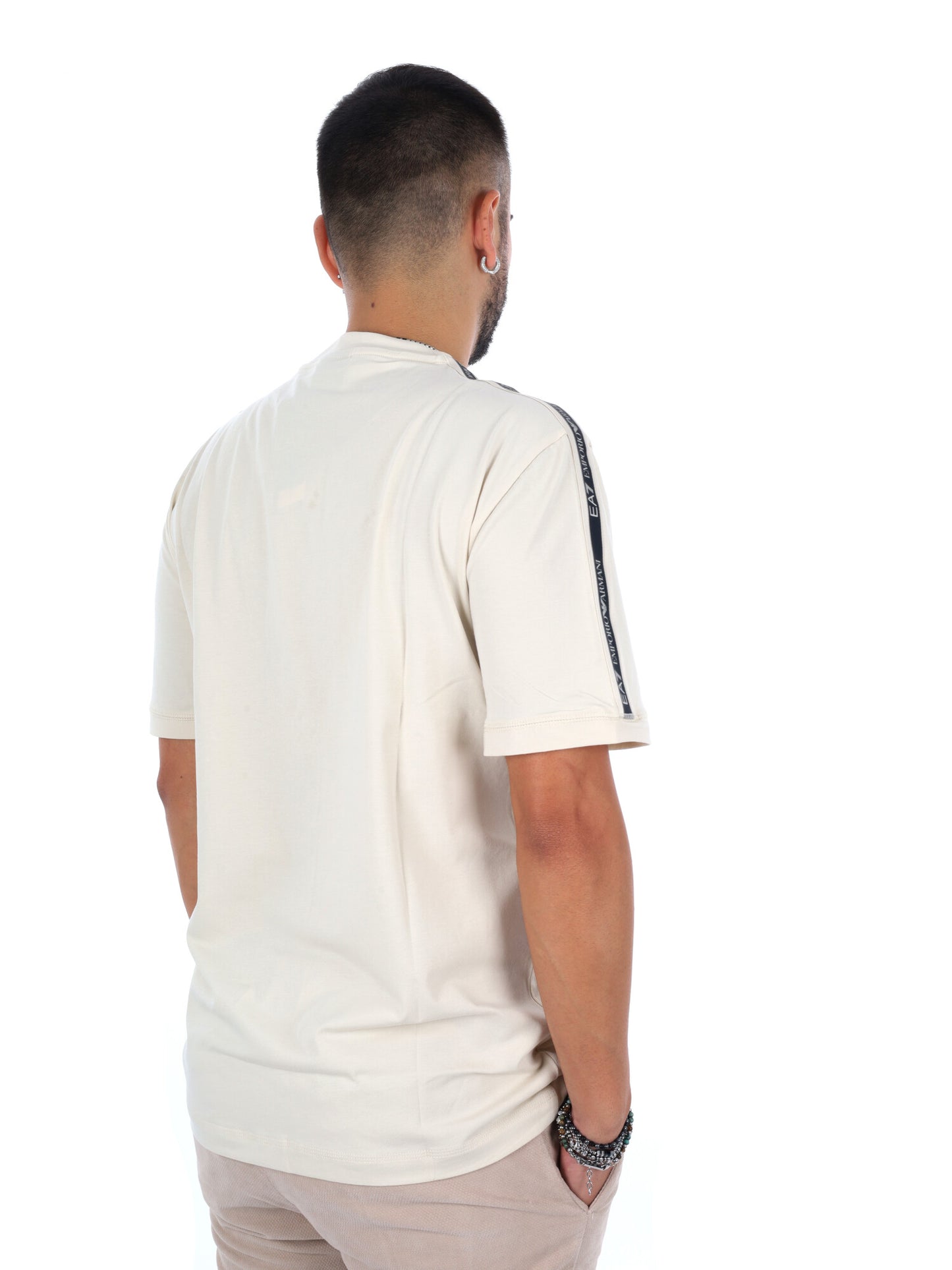 Ea7 Emporio Armani Train Logo Serie, t-shirt maniche corte da uomo bianca