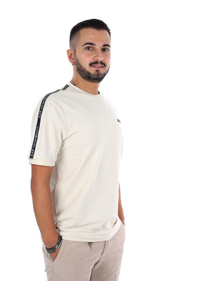 Ea7 Emporio Armani Train Logo Serie, t-shirt maniche corte da uomo bianca