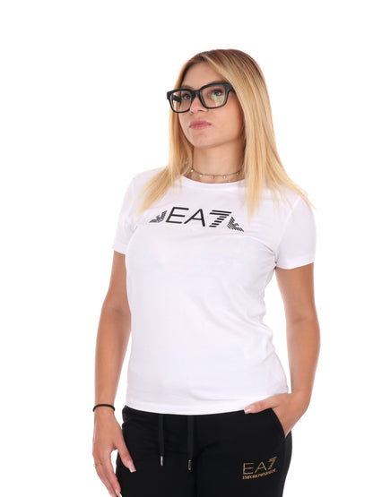 T-SHIRT CON LOGO APPLICATO EA7 EMPORIO ARMANI DA DONNA BIANCO