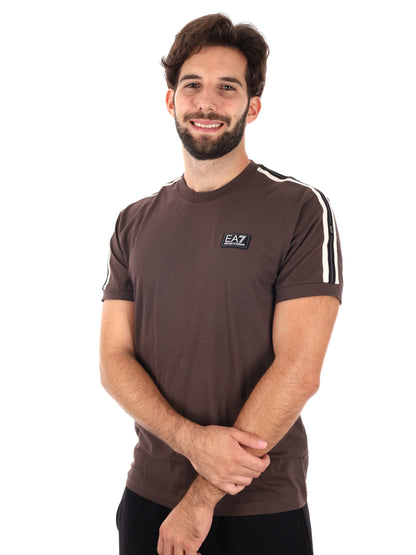 T-SHIRT MANICHE LOGATE EA7 EMPORIO ARMANI DA UOMO MARRONE