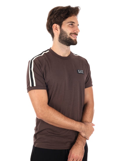 T-SHIRT MANICHE LOGATE EA7 EMPORIO ARMANI DA UOMO MARRONE