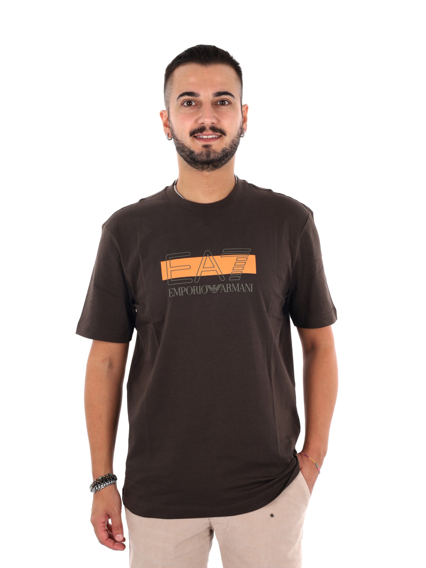 Ea7 Emporio Armani Train Visibility, t-shirt da uomo marrone