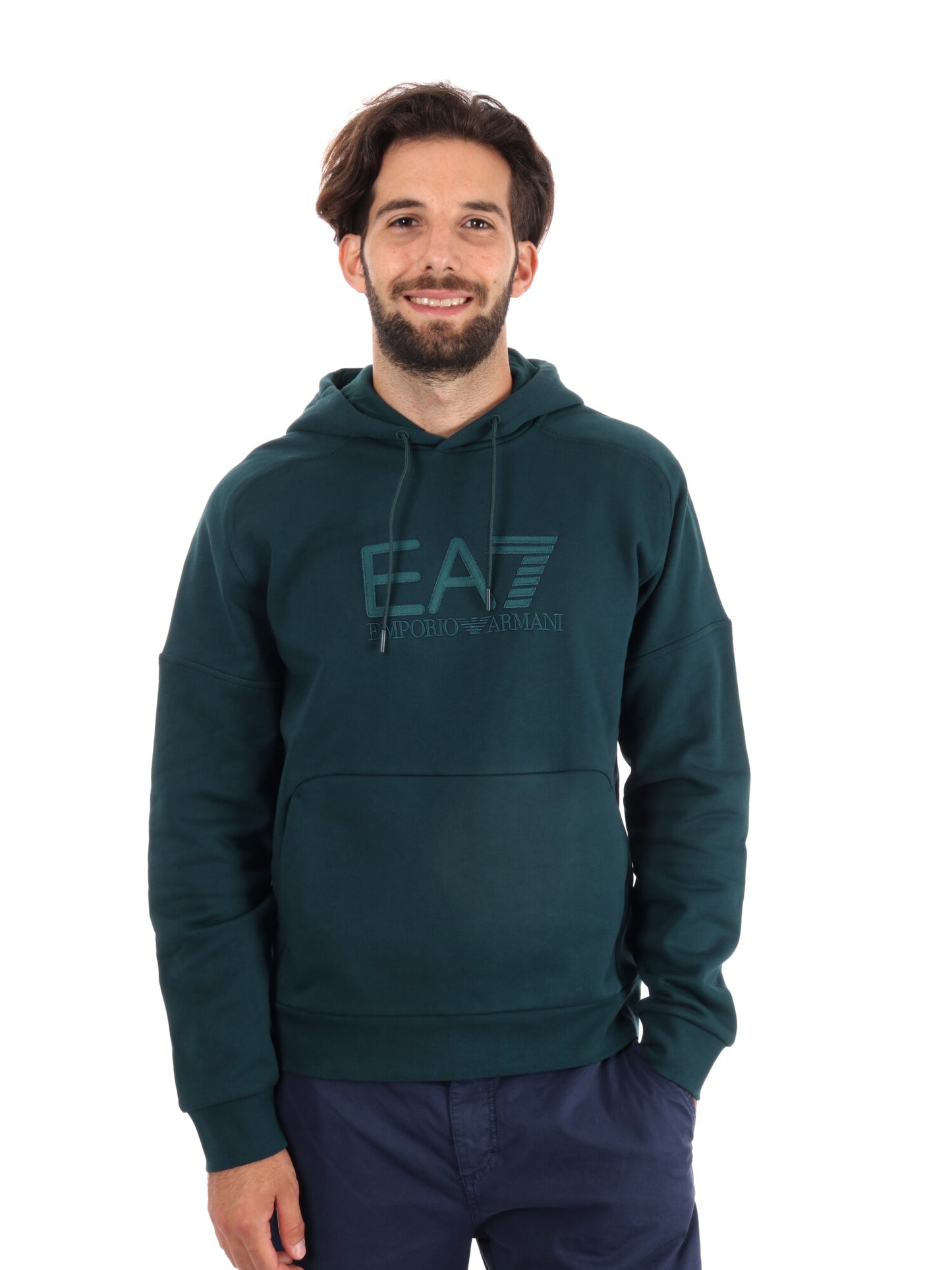 FELPA TRAIN VISIBILITY EA7 EMPORIO ARMANI DA UOMO VERDE SCURO