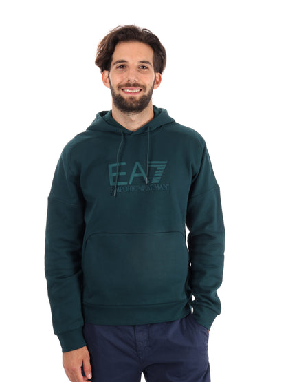 FELPA TRAIN VISIBILITY EA7 EMPORIO ARMANI DA UOMO VERDE SCURO