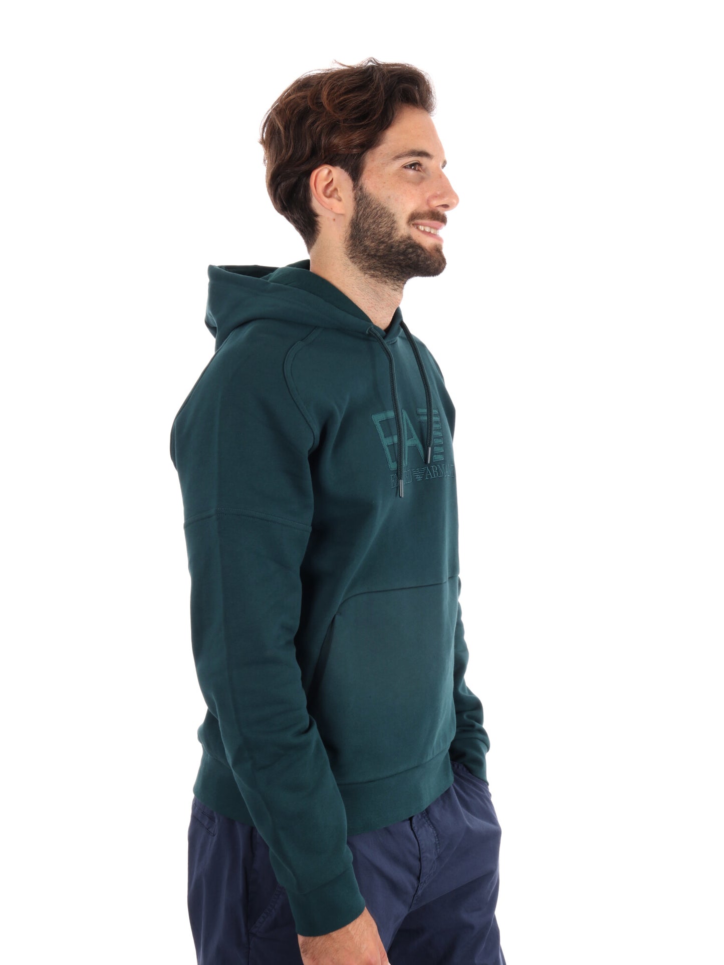 FELPA TRAIN VISIBILITY EA7 EMPORIO ARMANI DA UOMO VERDE SCURO