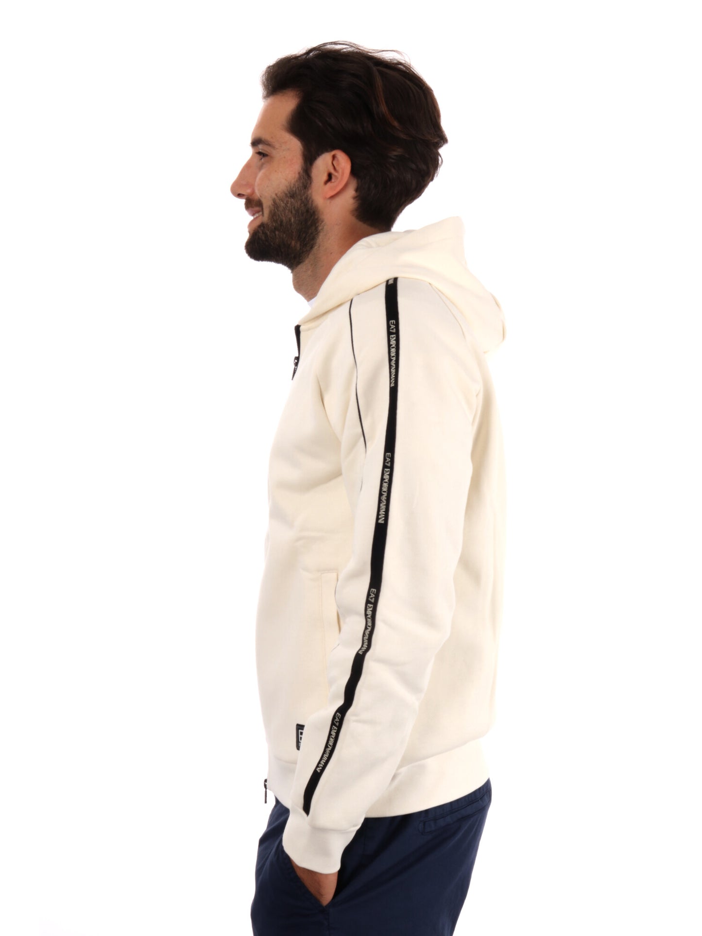 FELPA FULL ZIP TRAIN LOGO SERIES EMPORIOA RMANI 7 DA UOMO  VANIGLIA