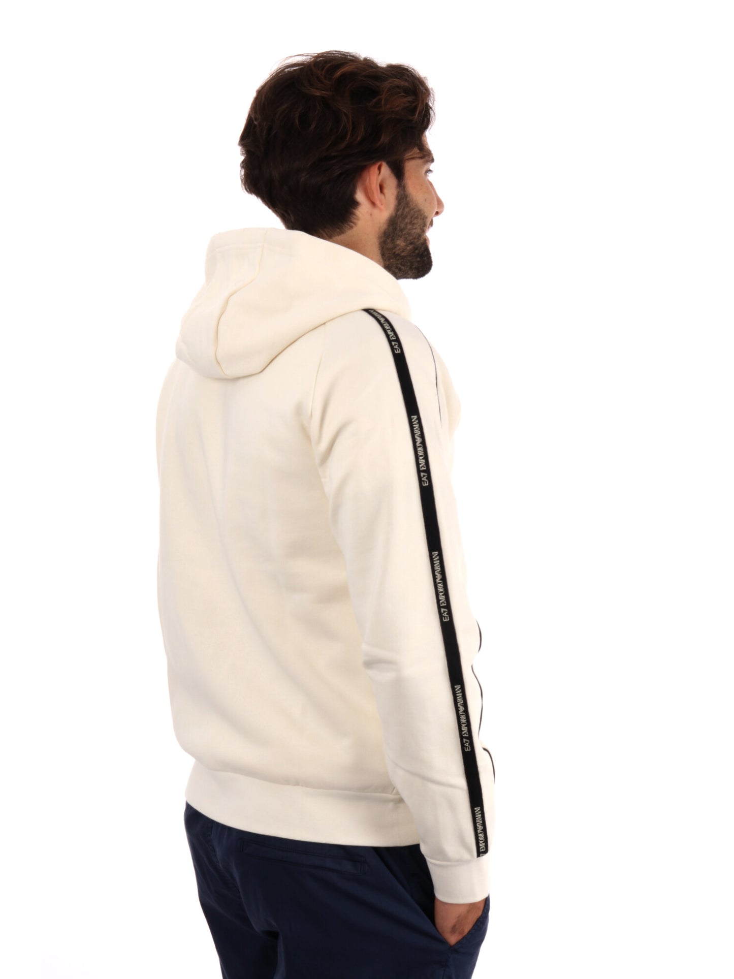 FELPA FULL ZIP TRAIN LOGO SERIES EA7 EMPORIO ARMANI DA UOMO  VANIGLIA