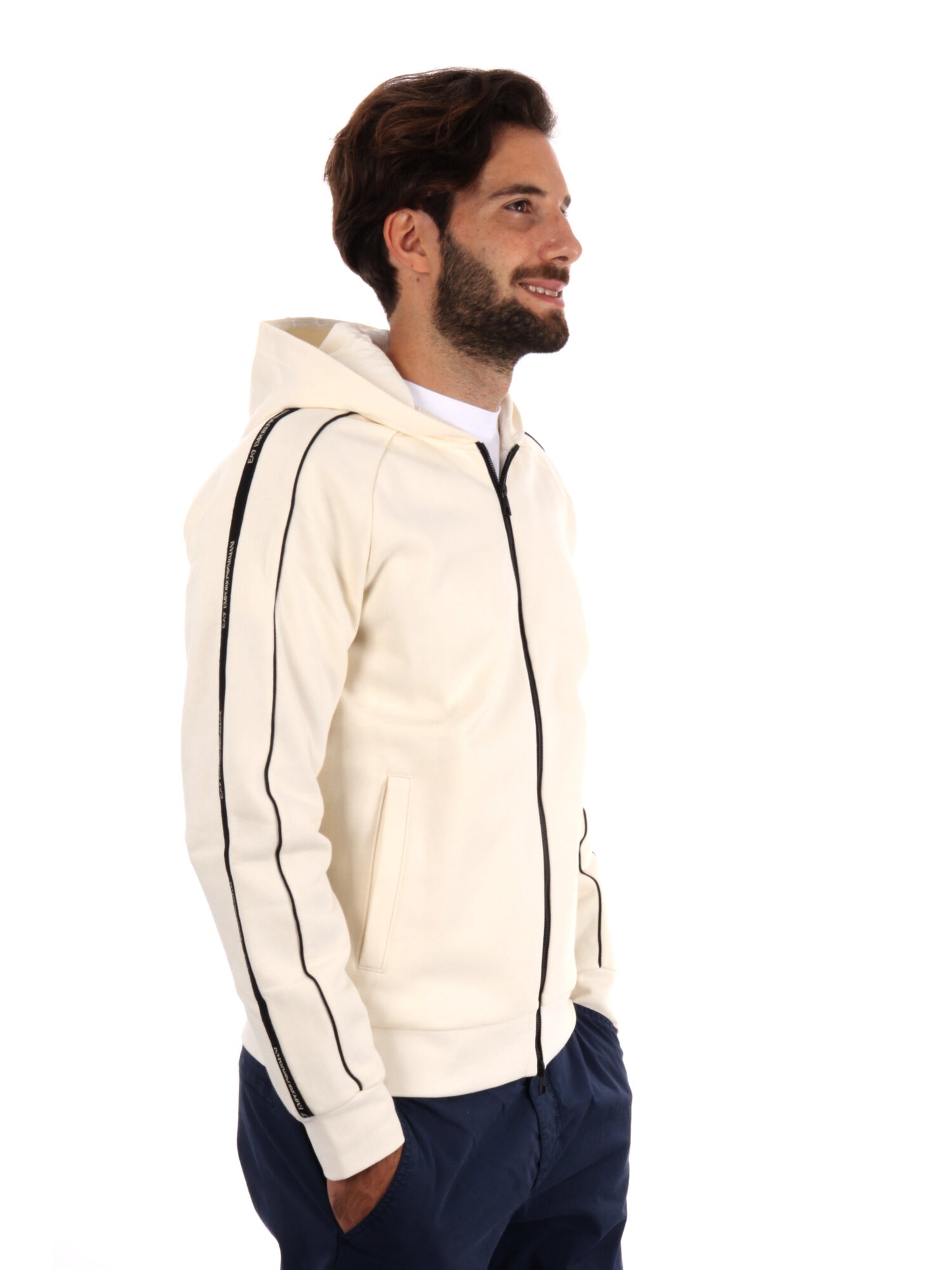 FELPA FULL ZIP TRAIN LOGO SERIES EMPORIOA RMANI 7 DA UOMO  VANIGLIA