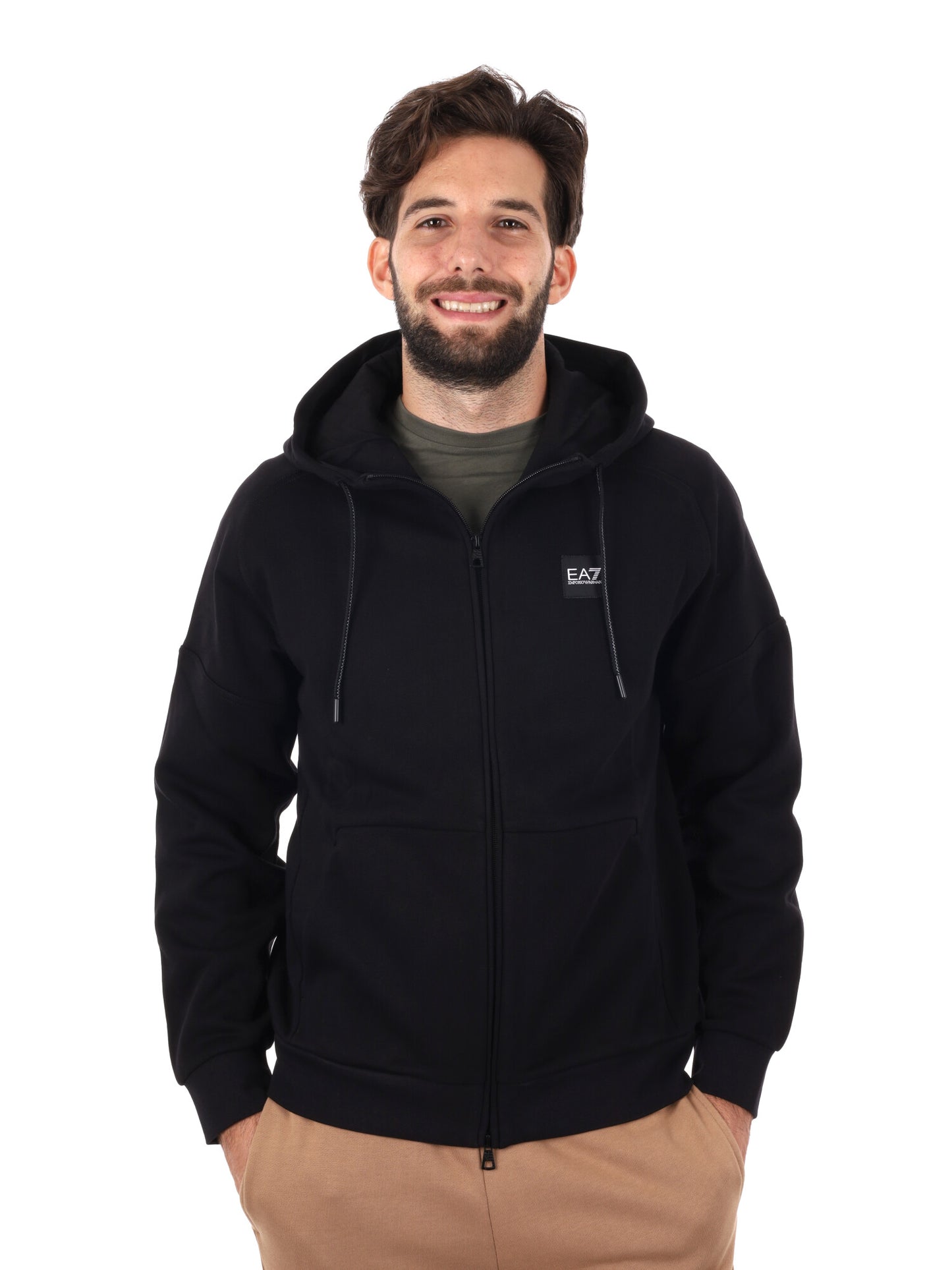 FELPA TRAIN VISIBILITY CON ZIP EA7 EMPORIO ARMANI DA UOMO NERO