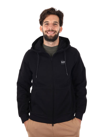 FELPA TRAIN VISIBILITY CON ZIP EA7 EMPORIO ARMANI DA UOMO NERO
