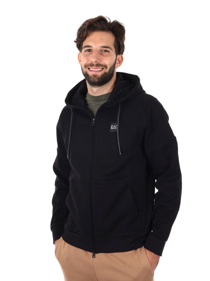 FELPA TRAIN VISIBILITY CON ZIP EA7 EMPORIO ARMANI DA UOMO NERO