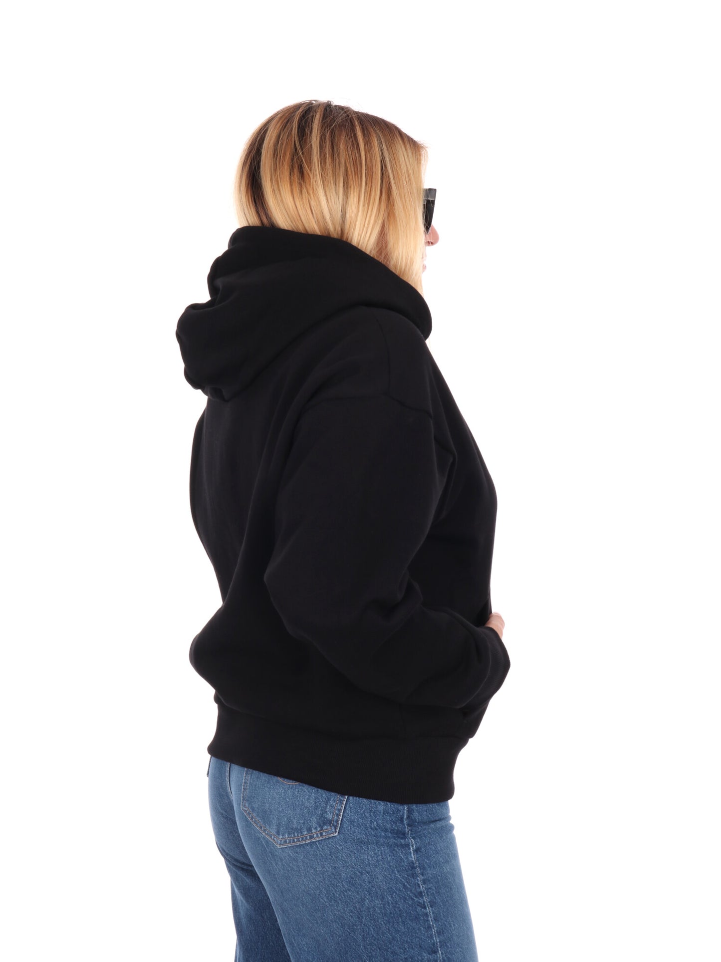 FELPA VISIBILITY CON CAPPUCCIO EA7 EMPORIO ARMANI DA DONNA NERO