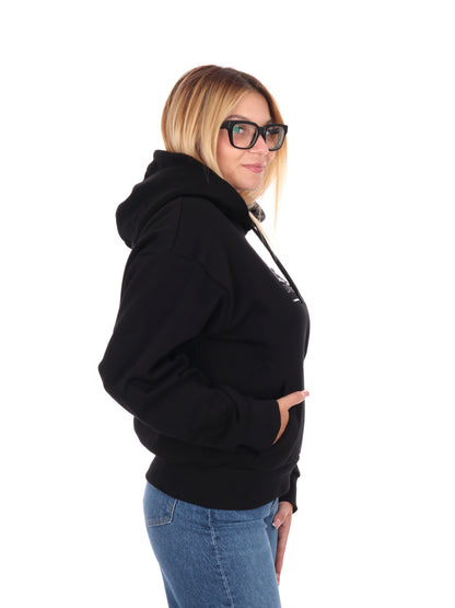 FELPA VISIBILITY CON CAPPUCCIO EA7 EMPORIO ARMANI DA DONNA NERO