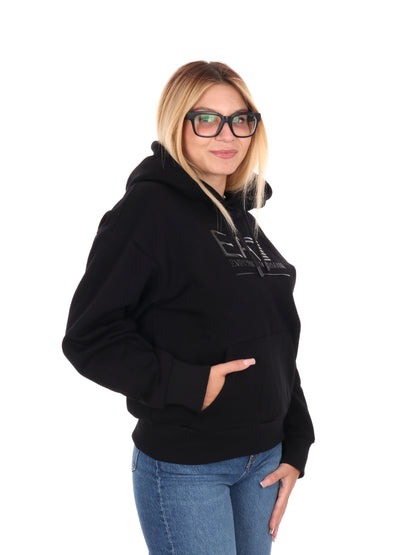 FELPA VISIBILITY CON CAPPUCCIO EA7 EMPORIO ARMANI DA DONNA NERO