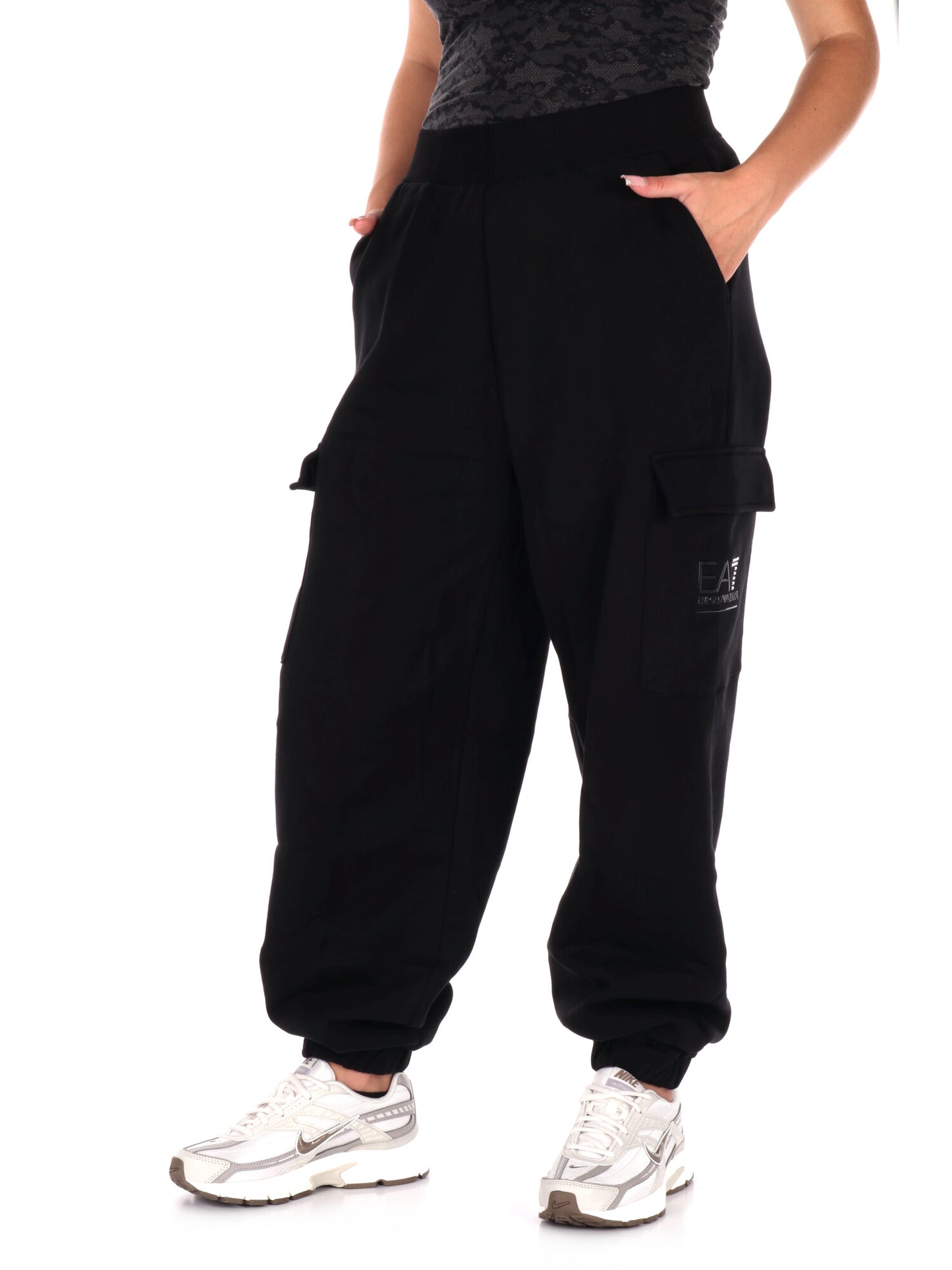 PANTALONE CARGO OVERSIZE EA7 EMPORIO ARMANI DA DONNA NERO